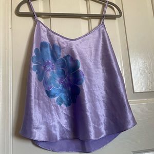 Purple silk floral crop top | size : medium | brand : California Dynasty